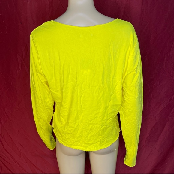Wild Fable Vivid Yellow Long Sleeve Low Cut V-Neck Top XXL - Picture 6 of 7